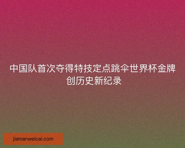 中国队首次夺得特技定点跳伞世界杯金牌 创历史新纪录