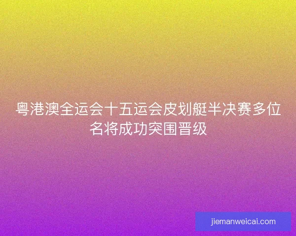 粤港澳全运会十五运会皮划艇半决赛多位名将成功突围晋级