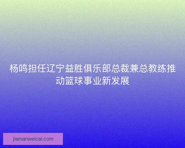 杨鸣担任辽宁益胜俱乐部总裁兼总教练推动篮球事业新发展