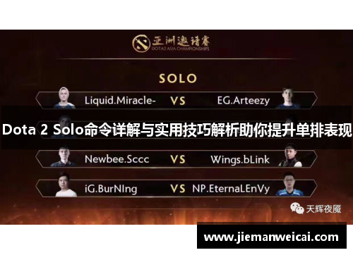 Dota 2 Solo命令详解与实用技巧解析助你提升单排表现